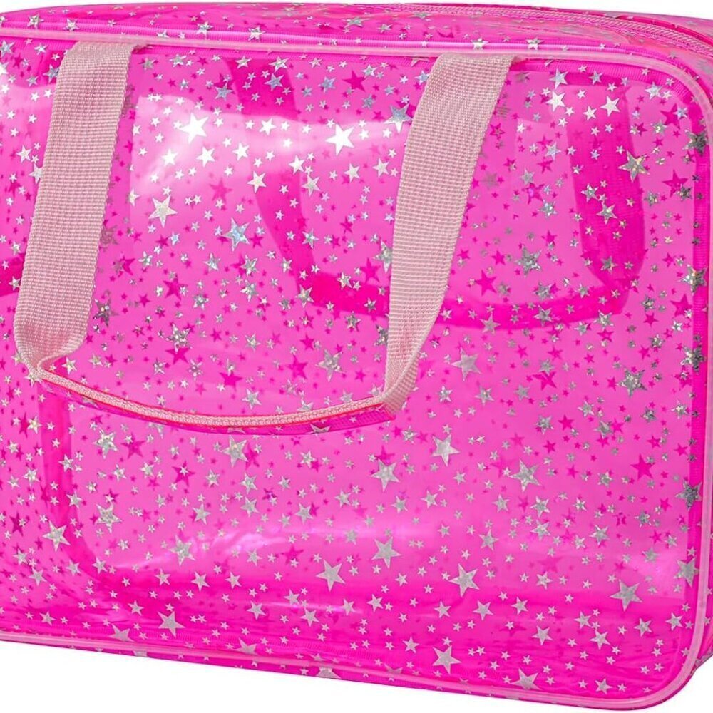 Clear PVC Star Large Cosmetic Bag, Transparent Large Zippered Opening Makeup Bag
